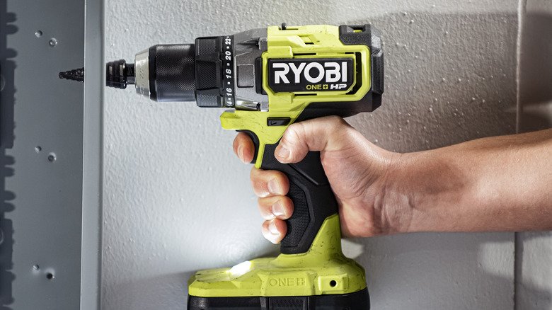 ryobi drill in use