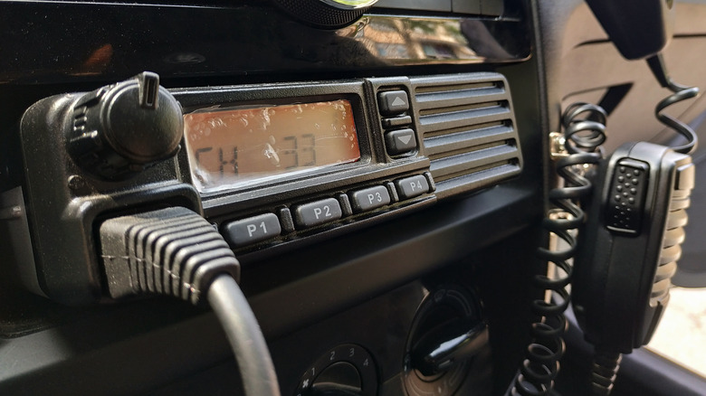Patrol car dashboard police radio