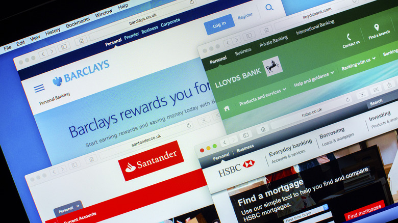 websites of banks