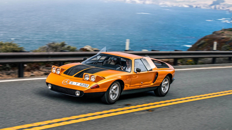 Mercedes-Benz C111 dynamic image on public road front 3/4 view