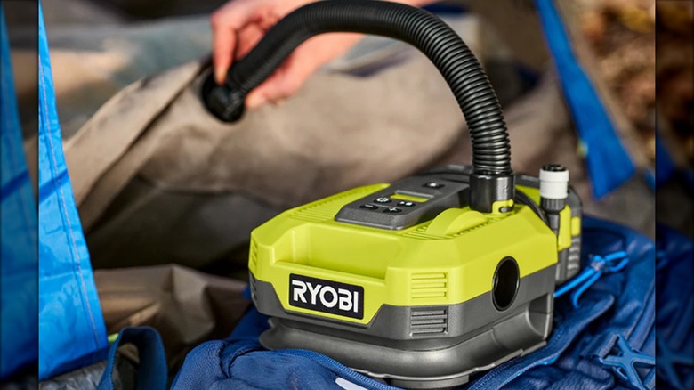 Ryobi 18V One+ Dual Function Digital Inflator/Deflator in use