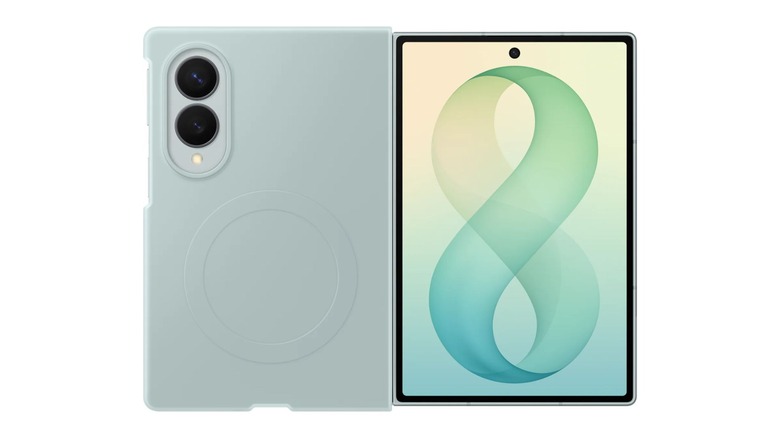 The official Samsung Galaxy Z Fold 8 Silicone Magnet Case in pistachio color