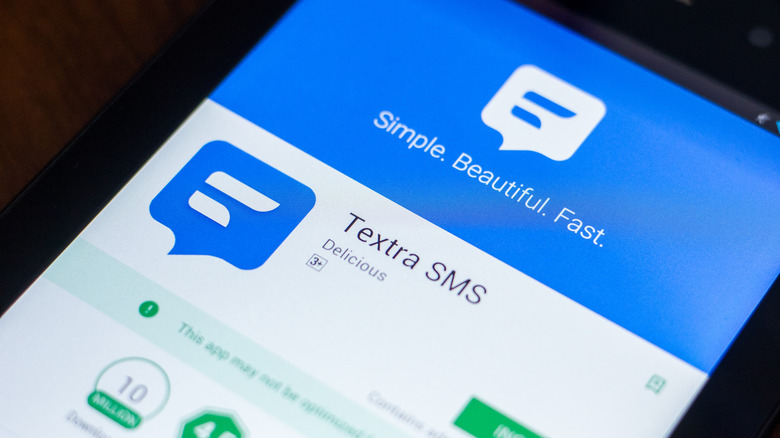 textra sms app page