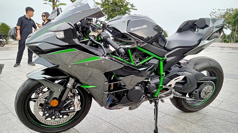 side view of a Kawasaki HR parked for display
