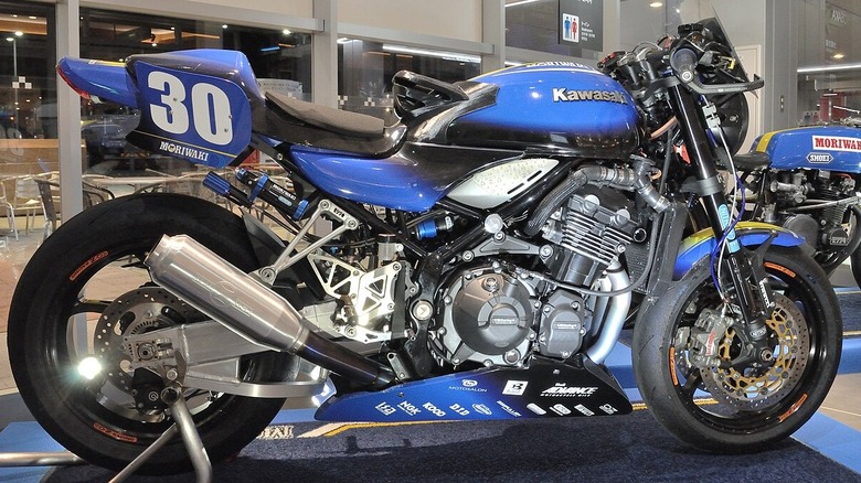 Modified Kawasaki Z900RS on display
