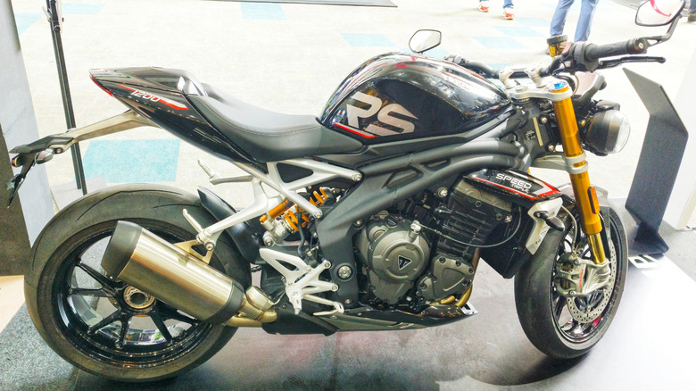 A Triumph Speed Triple 1200 RS, a high-performance motorcycle.
