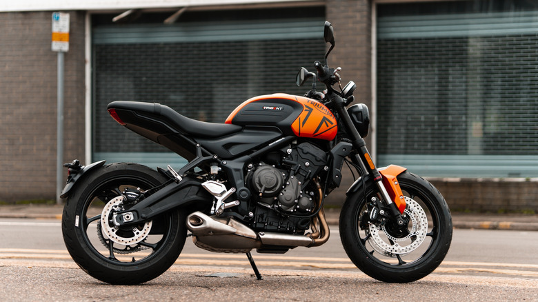 Triumph Trident 660 motorcycle, orange sports motorbike