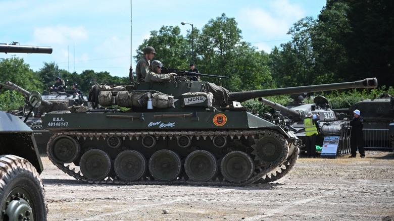 an M18 Hellcat photographed in a war re-enactment