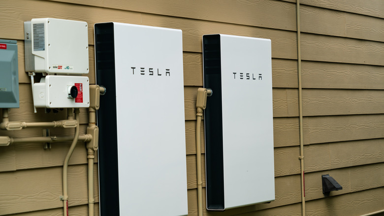 Tesla Powerwall attached to house