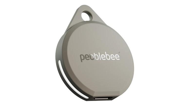 Pebblebee tracker in gray with a hook