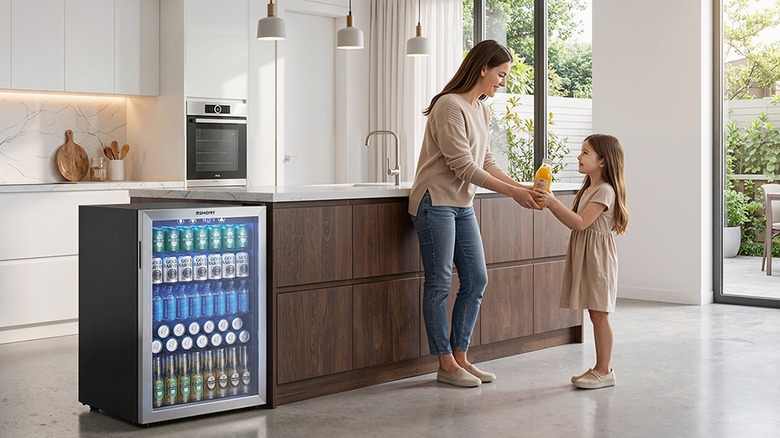 Euhomy mini fridge in kitchen
