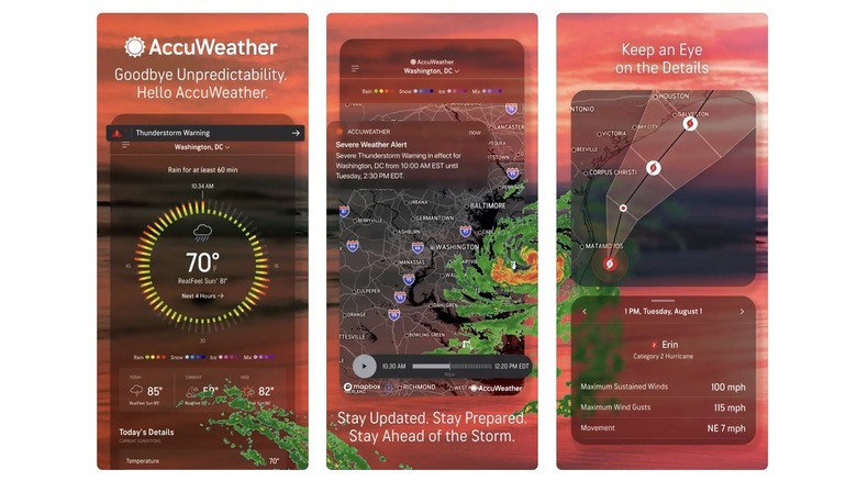 AccuWeather iPhone app screenshots