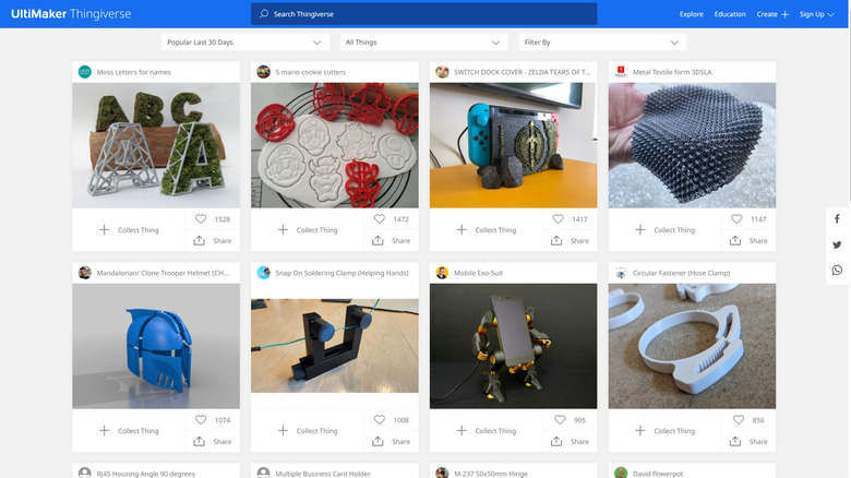 Thingiverse home page