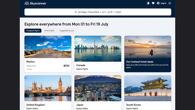 skyscanner explore flights page