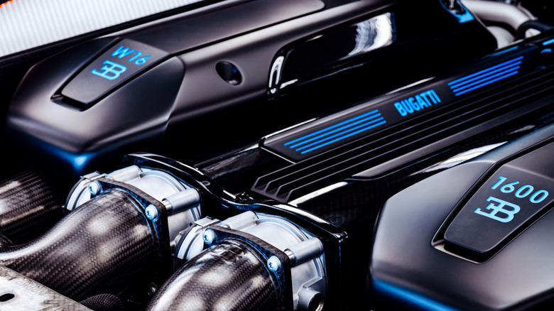Bugatti W16 engine closeup
