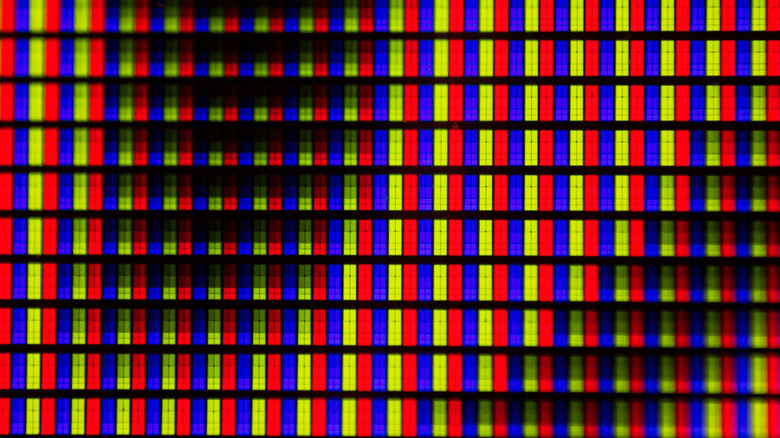 Microscopic view of OLED pixel array