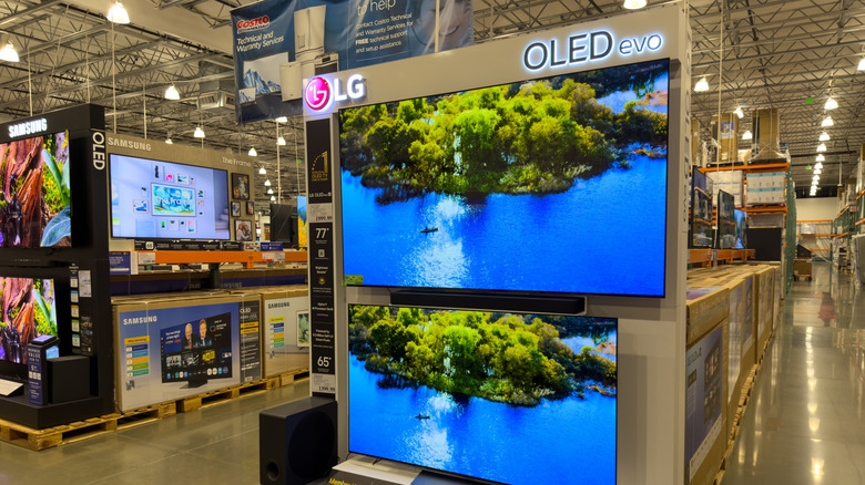 LG OLED Evo OLED TVs on display at a Costco