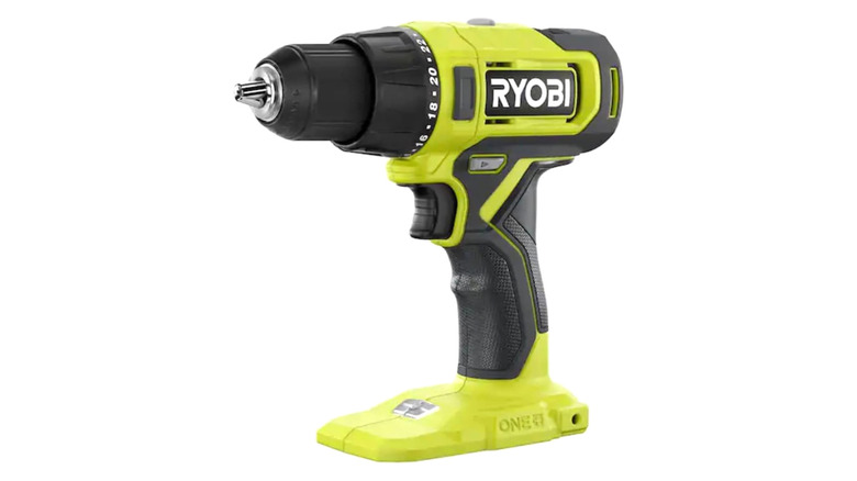 Ryobi's 1/2 inch drill driver on a white background