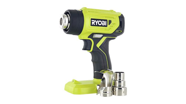 Ryobi's heat gun with two nozzles next to it