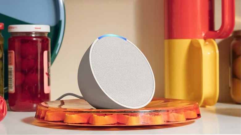 Picture showing Echo Pop speaker on a kitchen counter