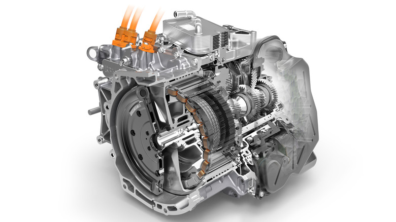 Front 3/4 cutaway view of Volkswagen DSG transmission