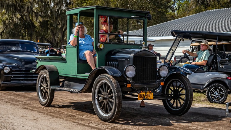 a 1925 Ford Model TT at a truck show