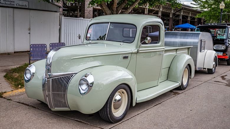 a parked 1941 Ford 1NC Pickup with a trailer