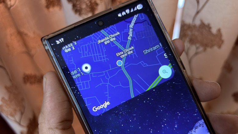 Google Keep Maps Live Traffic widget on a Samsung phone