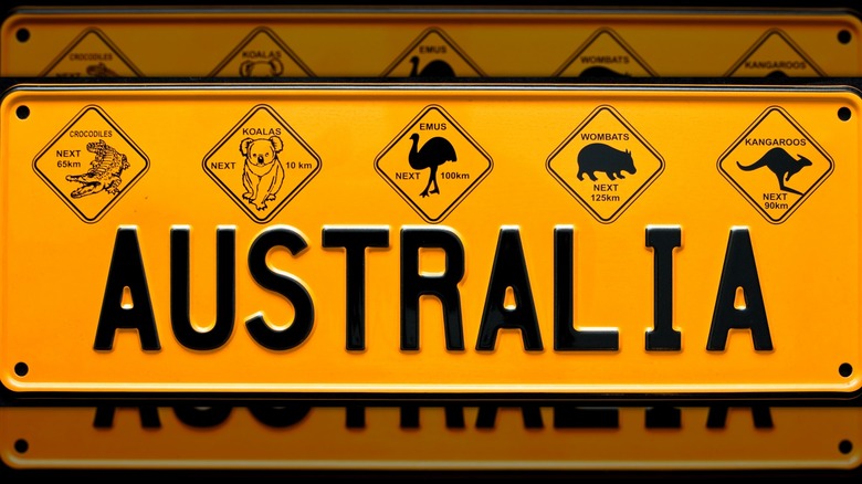 Yellow Australia tin license plate