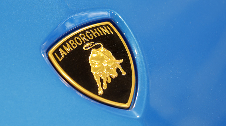 A closeup of the Lamborghini Logo