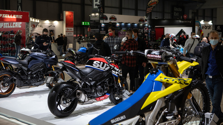 Suzuki motorcycles at a motorcycle show