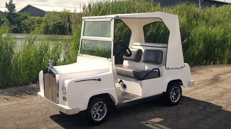 Golf cart dressed up like a Rolls Royce