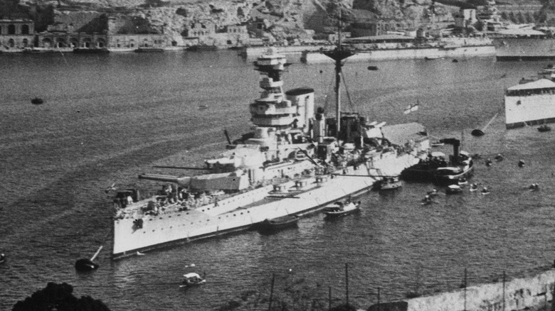 HMS Queen Elizabeth Battleship docked
