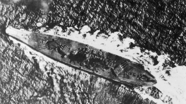 Aerial view of Imperial Nay Battleship Yamato
