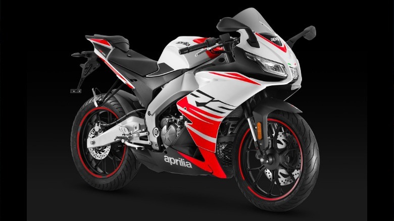 Aprilia RS 125 against black backdrop