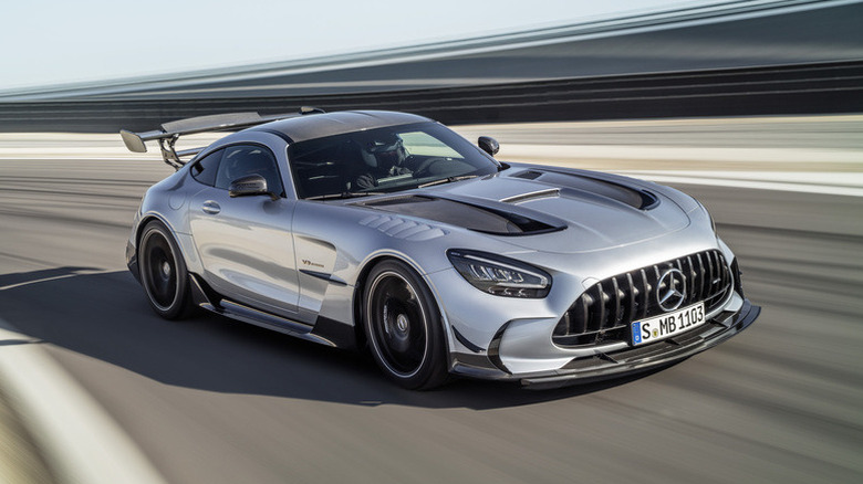 Mercedes-AMG GT Black Series cornering at speed