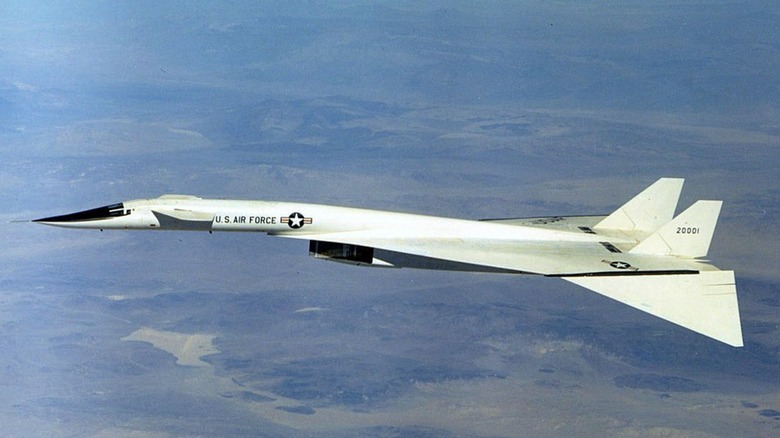 an XB-70A in flight