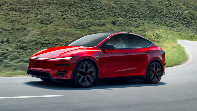 2026 Tesla Model Y Performance front 3/4 view
