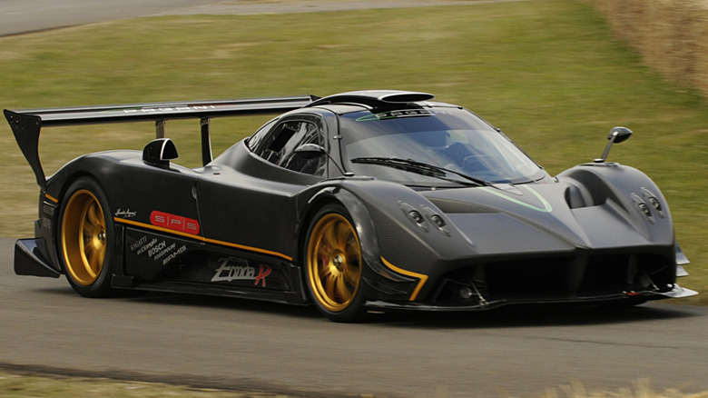 A Pagani Zonda R driving on a track