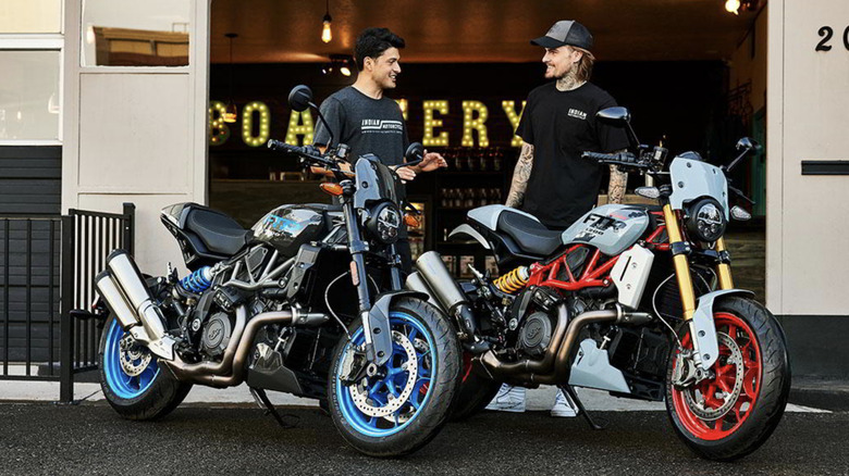 Riders with their Indian motorcycles