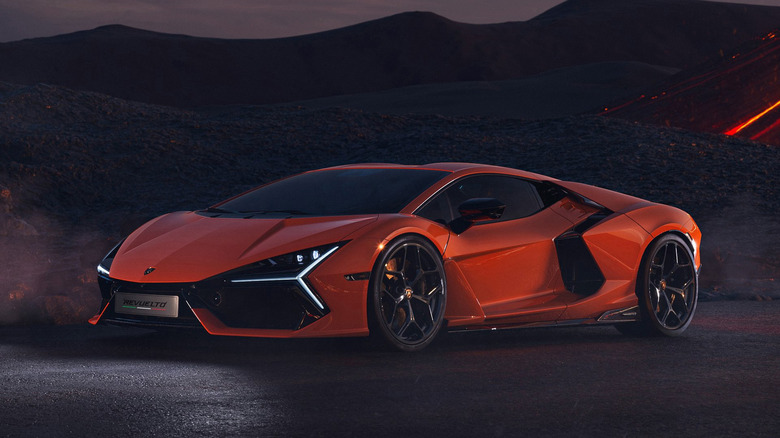 Orange Lamborghini Revuelto front 3/4 view