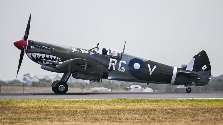 Supermarine Spitfire on Tarmac with canopy open