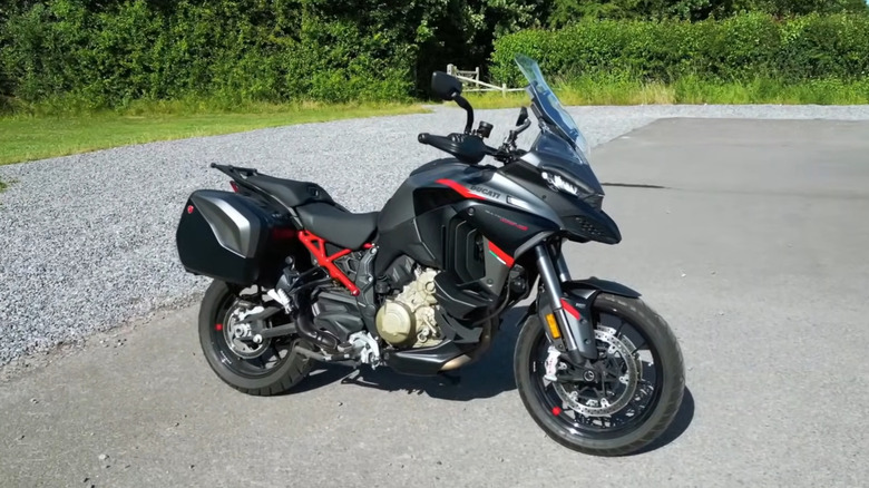 A black Ducati Multistrada V4 parked