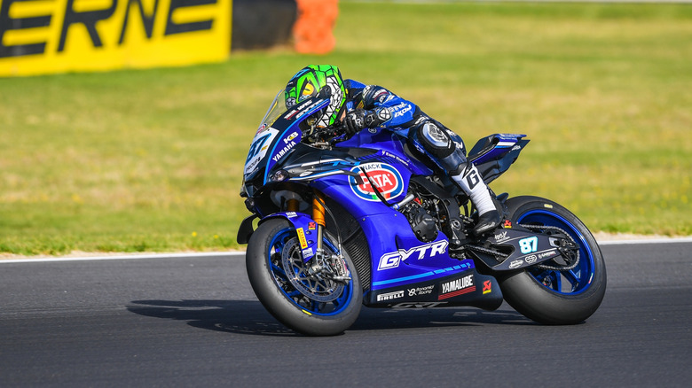 A Yamaha supersports bike in a racing track