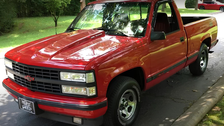 A 1993 Chevrolet 454 SS truck sitting idle on the street
