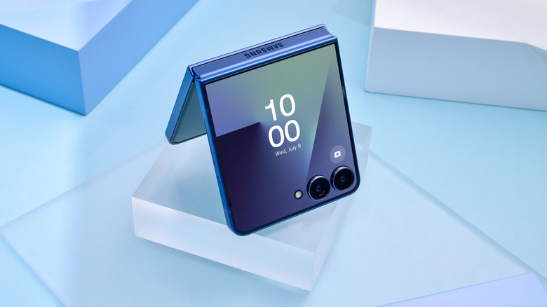 Samsung Galaxy Z Flip 7 posed on blocks