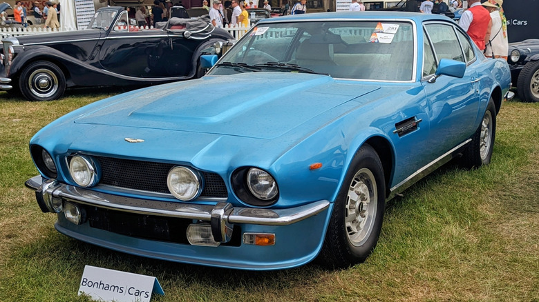 1978 Aston Martin V8 Vantage on display at car show, front-left 3/4 view
