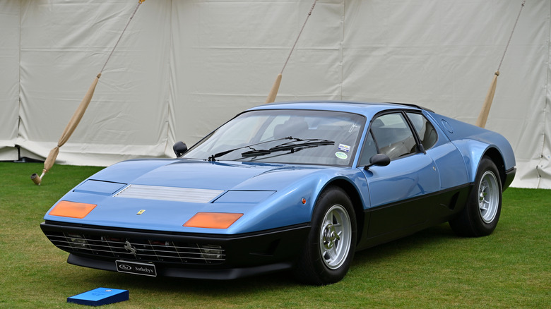 1978 Ferrari 512 BB parked on grass, front-left 3/4 view