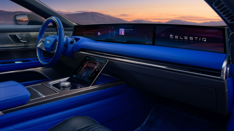 Cadillac Celestiq interior front seats with dashboard viewed from the left side