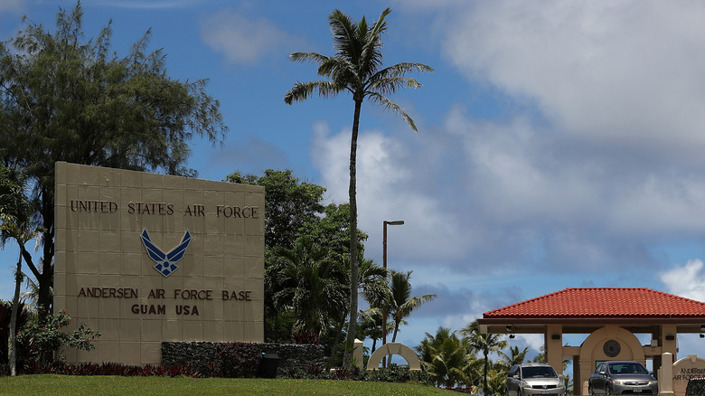 A large sign for Andersen Air Force Base in Guam